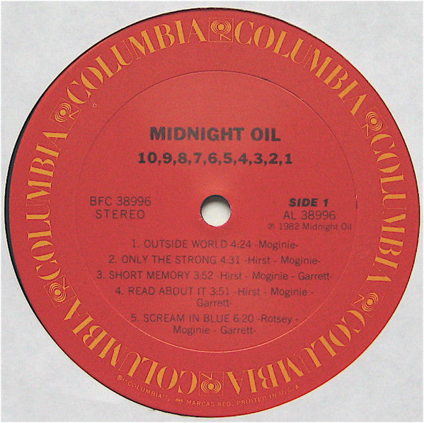 Midnight Oil : 10, 9, 8, 7, 6, 5, 4, 3, 2, 1 (LP, Album)