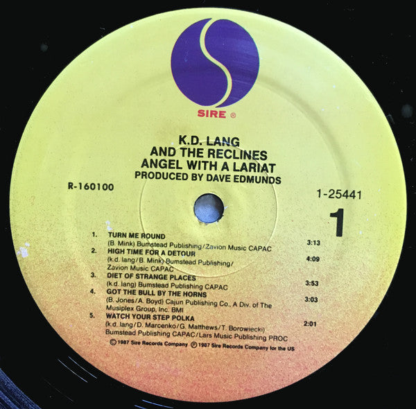 k.d. lang and the reclines : Angel With A Lariat (LP, Album, Club)