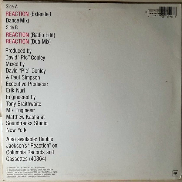 Rebbie Jackson : Reaction (12")