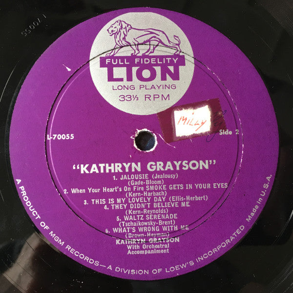 Kathryn Grayson : Kathryn Grayson (LP, Mono)