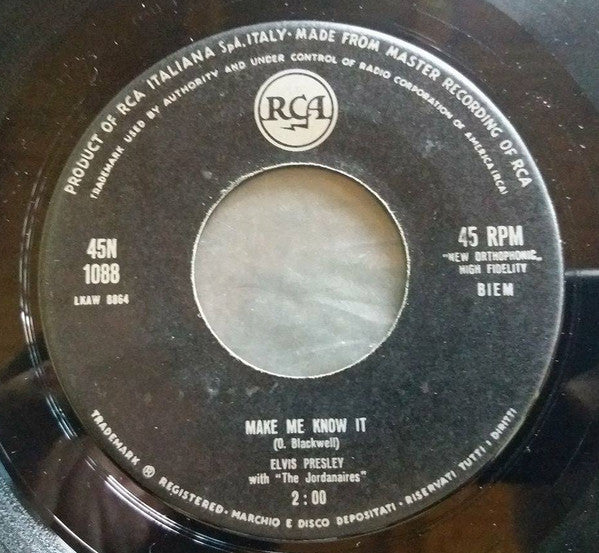 Elvis Presley : It's Now Or Never (7", Single, Mono)