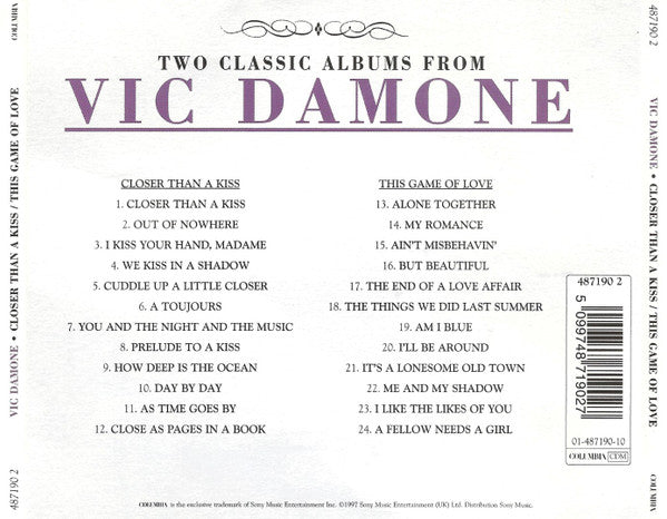 Vic Damone : Closer Than A Kiss / This Game Of Love (CD, Comp)