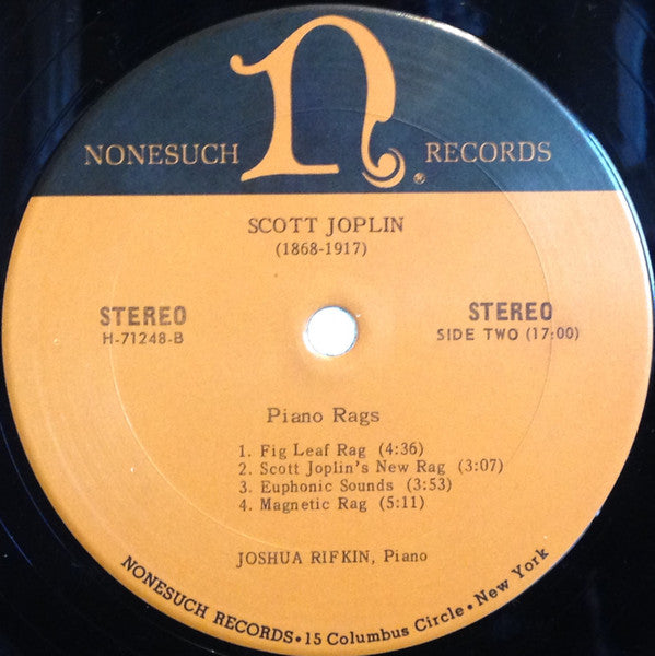 Scott Joplin, Joshua Rifkin : Piano Rags (LP, Album, San)