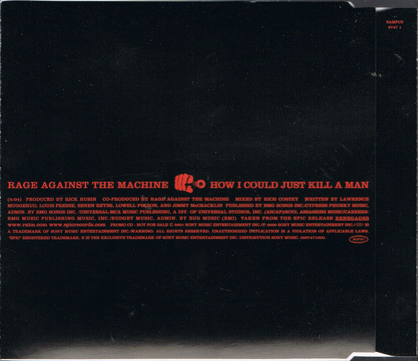 Rage Against The Machine : How I Could Just Kill A Man (CD, Single, Promo)
