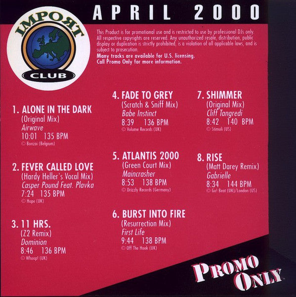 Various : Promo Only Import Club: April 2000 (CD, Comp, Promo)
