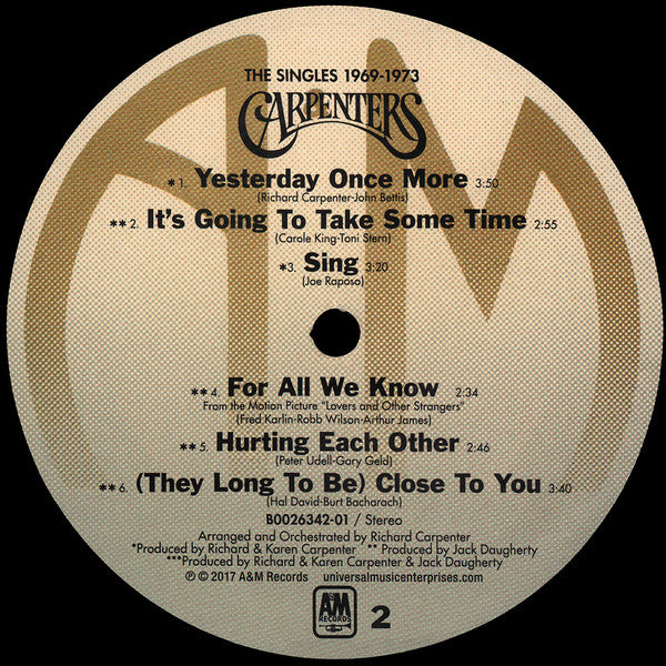 Carpenters : The Singles 1969-1973 (LP, Comp, RE, RM, 180)