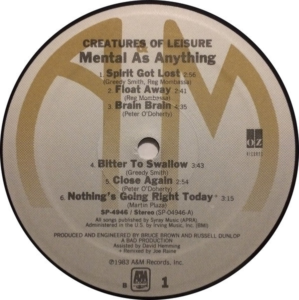 Mental As Anything : Creatures Of Leisure (LP, Album, Ele)