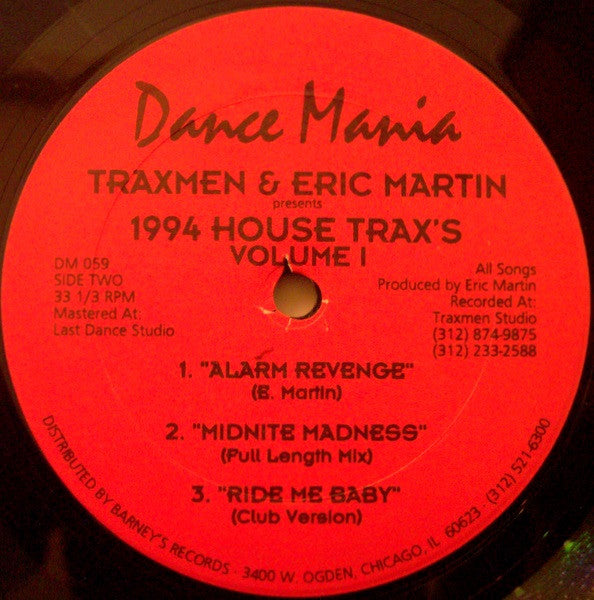 Traxmen & Eric Martin : 1994 House Trax's Volume I (12", Red)