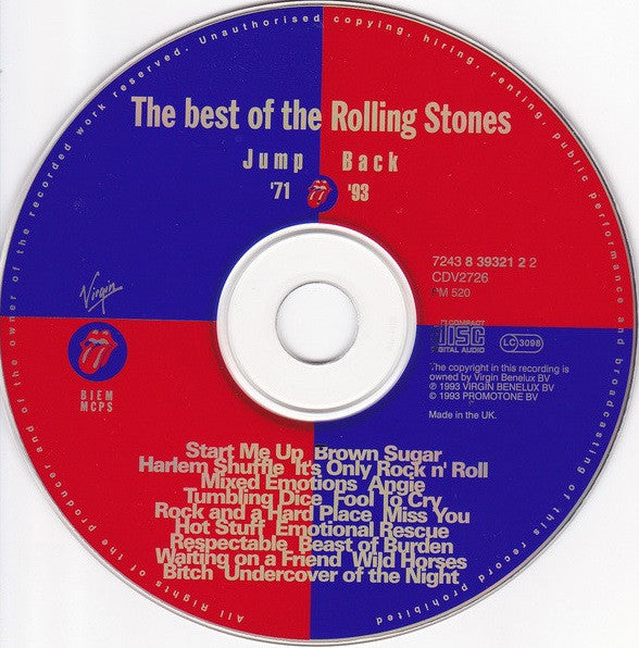 The Rolling Stones : Jump Back (The Best Of The Rolling Stones '71 - '93) (CD, Comp, RM)