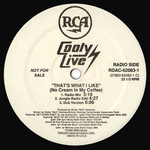 Cooly Live : That's What I Like (No Cream In My Coffee) (12", Promo)
