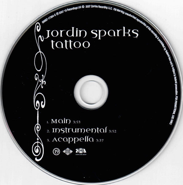 Jordin Sparks : Tattoo (CD, Single, Promo)