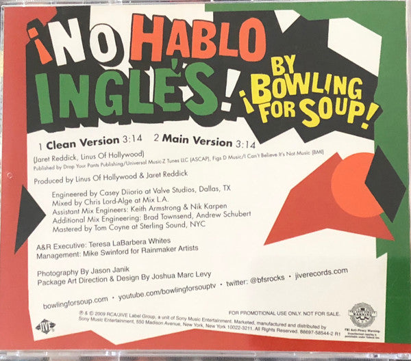 Bowling For Soup : No Hablo Ingles (CD, Single, Promo)