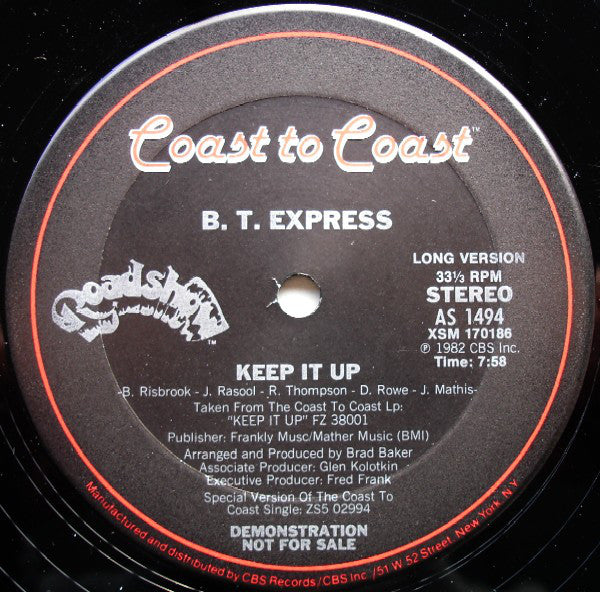 B.T. Express : Keep It Up (12", Promo)