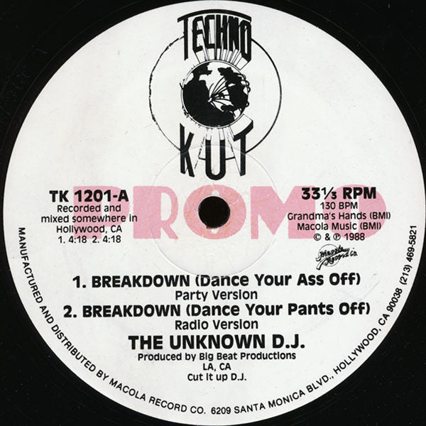 The Unknown DJ : Breakdown (12", Promo)