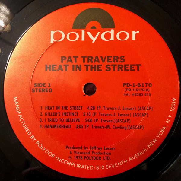 Pat Travers Band : Heat In The Street (LP, Album, Ter)