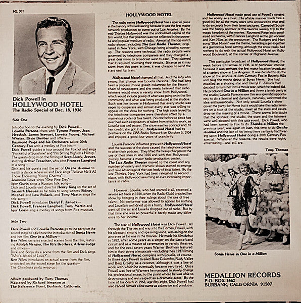 Dick Powell (2) - Sonja Henie : Dick Powell in Hollywood Hotel (LP, Album)