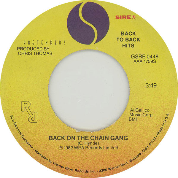 The Pretenders : Back On The Chain Gang / My City Was Gone (7", Single, RE)