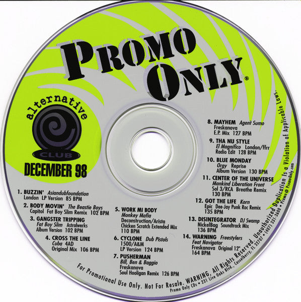Various : Promo Only Alternative Club : December 98 (CD, Comp, Promo)