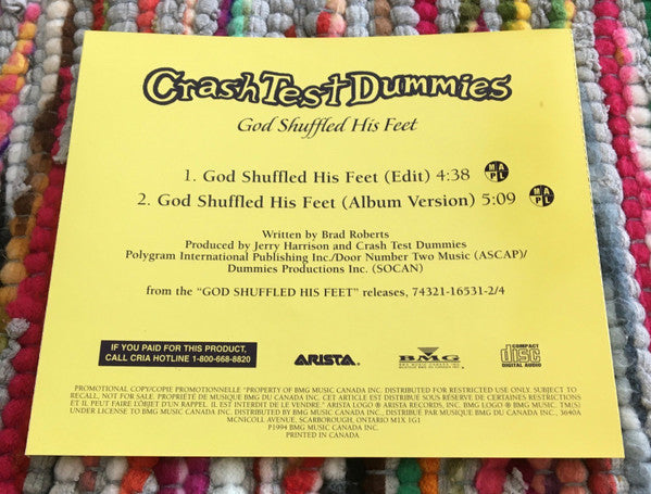 Crash Test Dummies : God Shuffled His Feet (CD, Single, Promo)