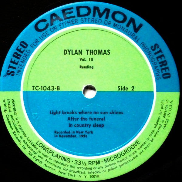 Dylan Thomas : Reading Volume 3 (LP)