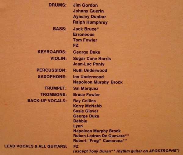 Frank Zappa : Apostrophe (') (LP, Album, RE, Gol)