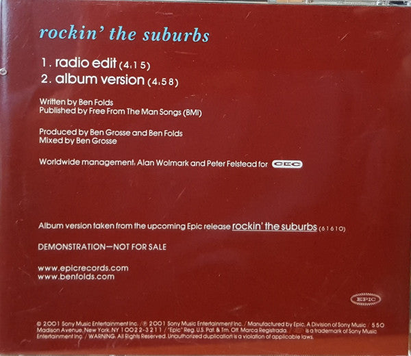 Ben Folds : Rockin' The Suburbs (CD, Single, Promo)