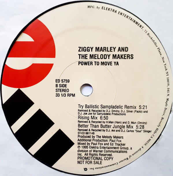 Ziggy Marley And The Melody Makers : Power To Move Ya (12", Promo)
