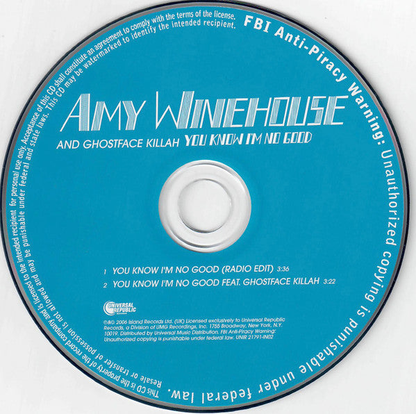 Amy Winehouse And Ghostface Killah : You Know I'm No Good (CD, Single, Promo)