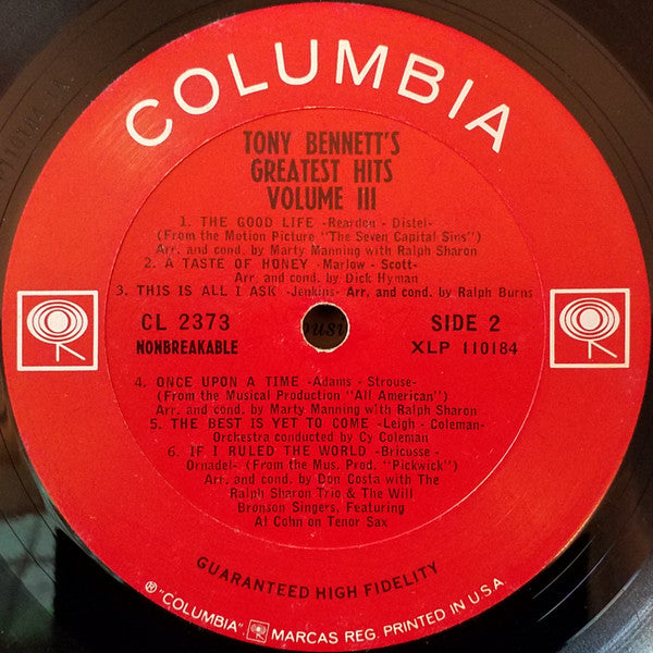 Tony Bennett : Tony's Greatest Hits, Volume III (LP, Comp, Mono, Pit)