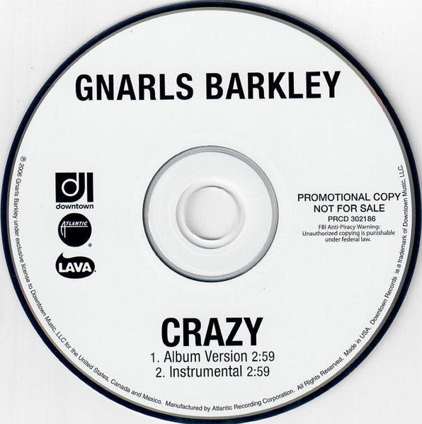 Gnarls Barkley : Crazy (CD, Single, Promo)