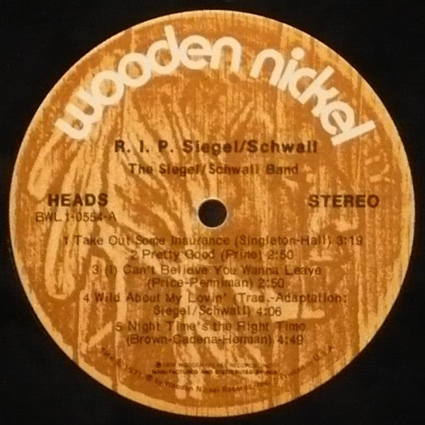 The Siegel-Schwall Band : R.I.P. Siegel/Schwall (LP, Album, Hol)