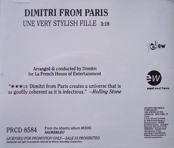 Dimitri From Paris : Une Very Stylish Fille (CD, Single, Promo)