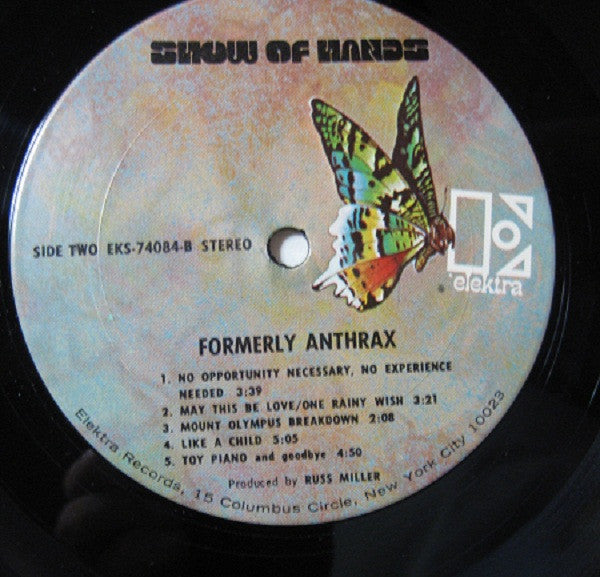 Show Of Hands : Formerly Anthrax (LP, Album, San)