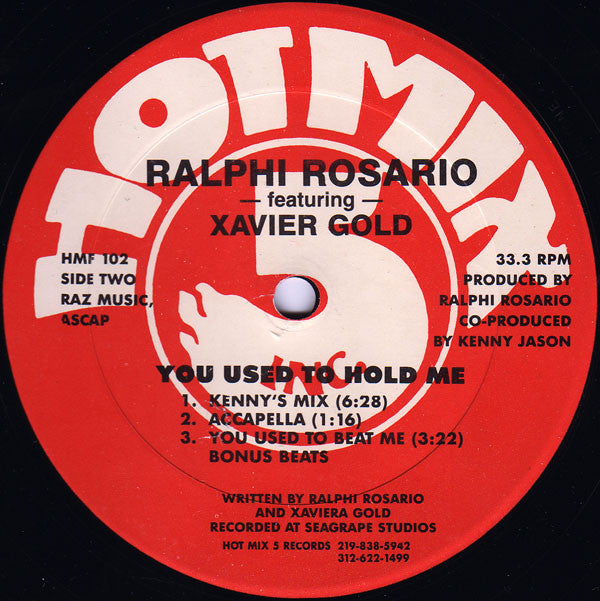 Ralphi Rosario Featuring Xavier Gold* : You Used To Hold Me (12")