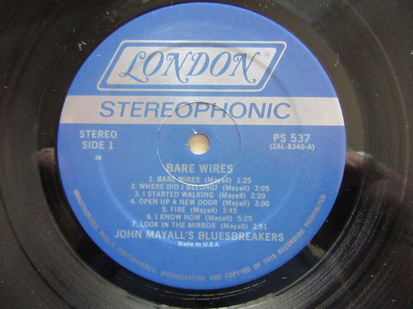 John Mayall's Bluesbreakers* : Bare Wires (LP, Album, Gat)