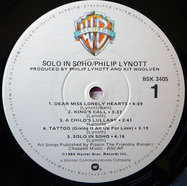 Philip Lynott* : Solo In Soho (LP, Album, Jac)