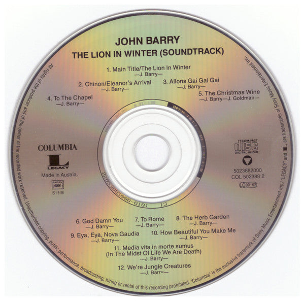 John Barry : The Lion In Winter (CD, Album, RE)