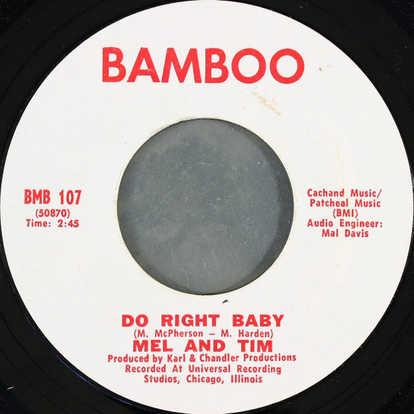 Mel & Tim : Backfield In Motion / Do Right Baby (7", Single, Styrene, Pit)