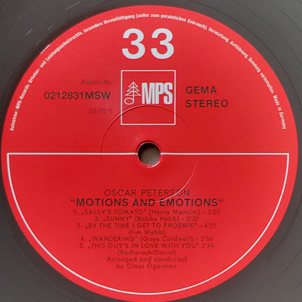 Oscar Peterson : Motions & Emotions (LP, Album, RE, RM, 180)