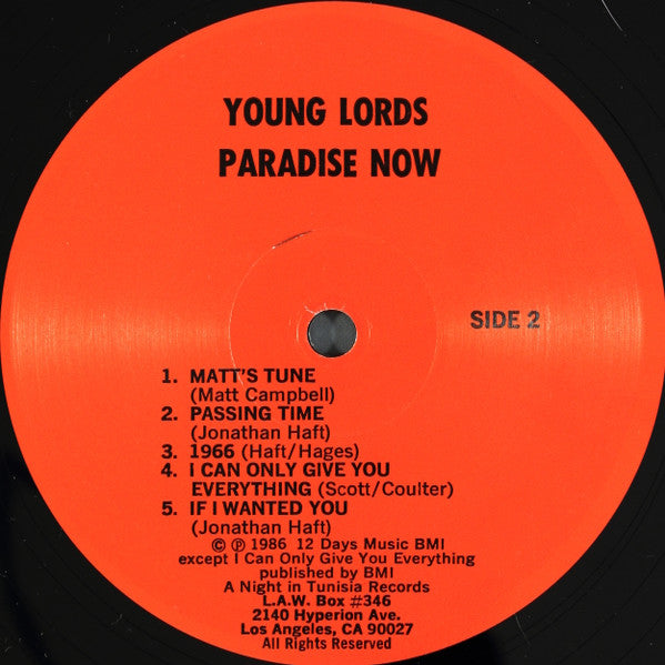 Young Lords (5) : Paradise Now (LP, Album)
