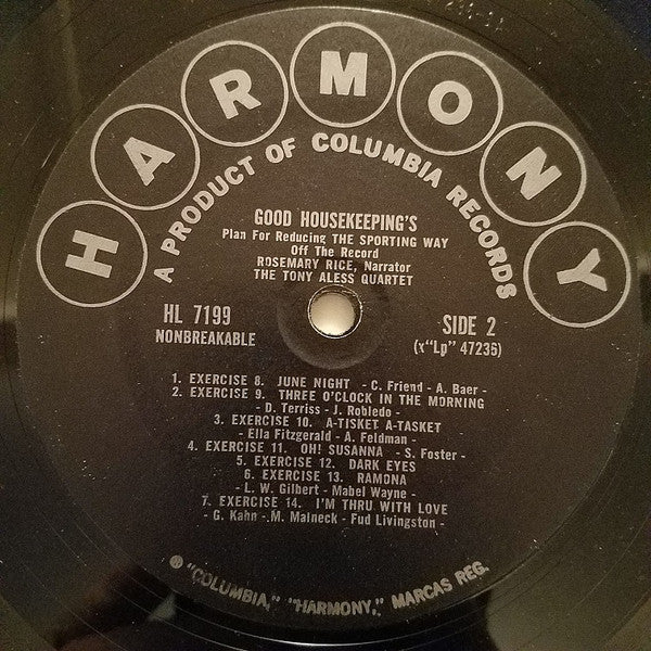 The Tony Aless Quartet, Rosemary Rice : Good Housekeeping's Plan For Reducing The Sporting Way (LP, Album, Mono)