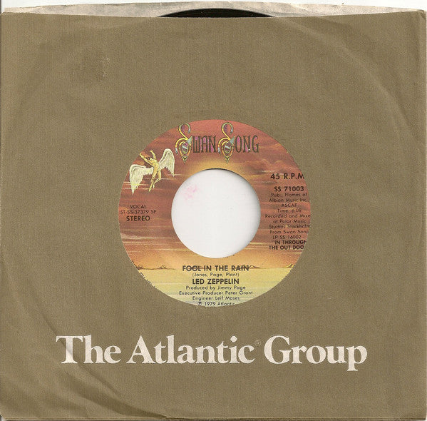 Led Zeppelin : Fool In The Rain (7", Single, Spe)