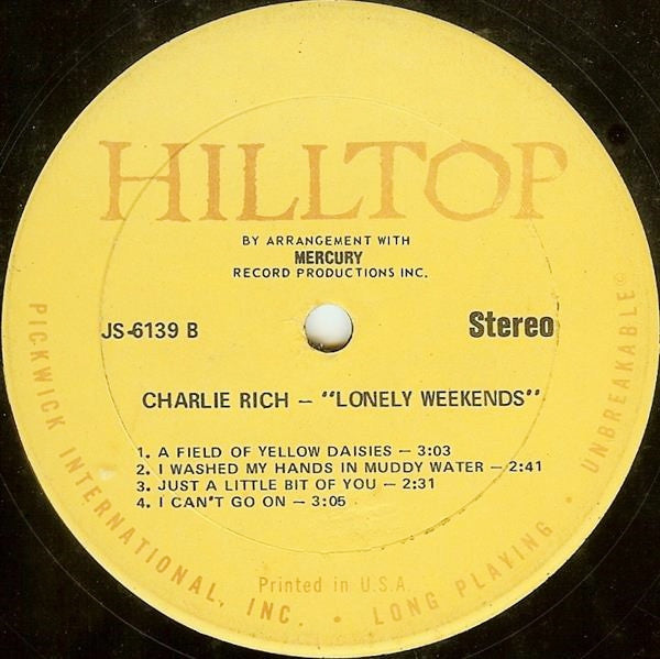 Charlie Rich : Lonely Weekends (LP, Comp)