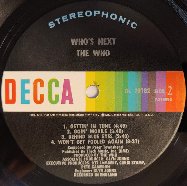 The Who : Who's Next (LP, Album, RP, Glo)
