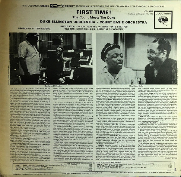 Duke Ellington And Count Basie : First Time! The Count Meets The Duke (LP, Album, RE)
