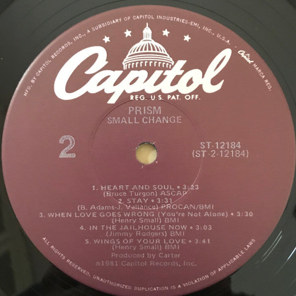 Prism (7) : Small Change (LP, Album, Jac)