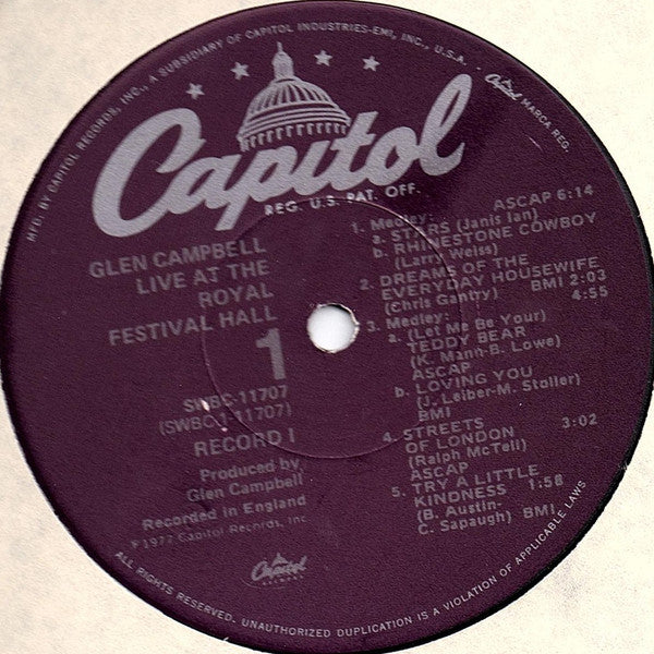 Glen Campbell With The Royal Philharmonic Orchestra : Live At The Royal Festival Hall (2xLP, Album, Los)