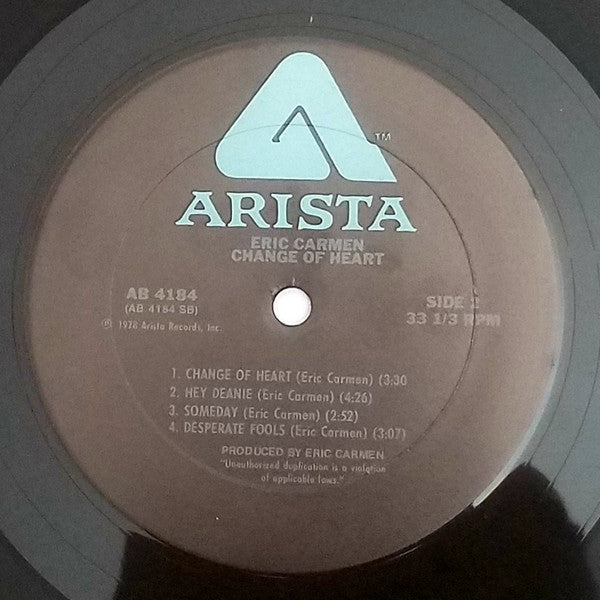 Eric Carmen : Change Of Heart (LP, Album)