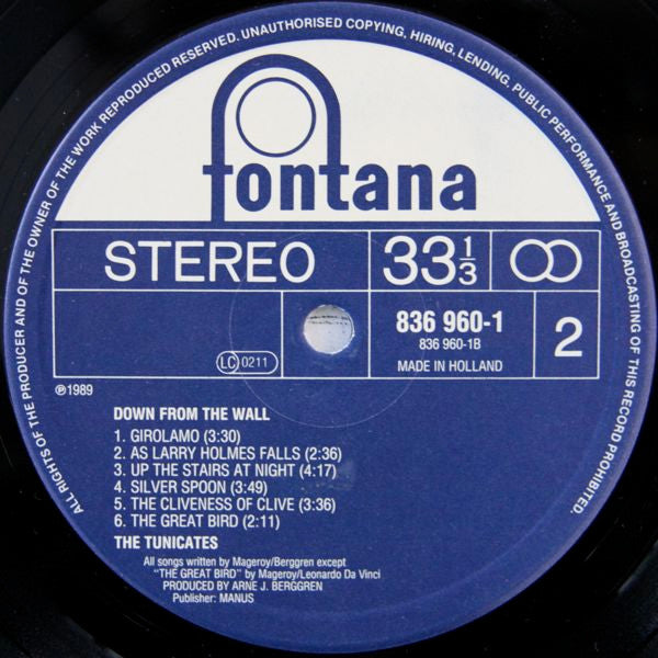 The Tunicates : Down From The Wall (LP, Album)