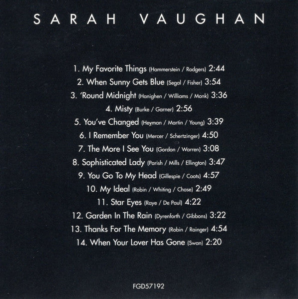 Sarah Vaughan : Forever Gold (CD, Comp)